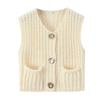 Load image into Gallery viewer, Patch Pocket Vest Sleeveless Knit Lightweight N5Z245