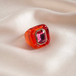 Load image into Gallery viewer, Womens Vintage Rhinestone Hexagon Resin Ring N6K191