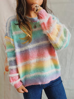 Load image into Gallery viewer, Tie Dye Stripe Pullover Gradient Faux Mink Knit N5A835