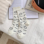 Load image into Gallery viewer, Cat Pattern Combed Cotton Mid Calf Socks M5A058