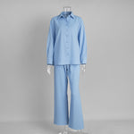 Load image into Gallery viewer, Cotton Cardigan Pajama Set Women Blue N5A388