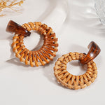 Load image into Gallery viewer, Bamboo Weave Resin Hoops Steel Rhodium Plated S5P252