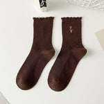 Load image into Gallery viewer, Lace Embroidery Cotton Mid-Calf Socks Women N6C154
