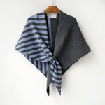 Load image into Gallery viewer, Triangle Wool Blend Shawl Cape Stripe Patchwork N6H308