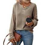 Load image into Gallery viewer, Striped Waffle Knit Top Women Casual T-Shirt N6A203