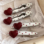 Load image into Gallery viewer, Red Heart Cherry Polka Dot Hair Clip Women S5P912