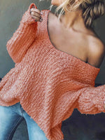 Load image into Gallery viewer, Deep V Neck Lace Knit Sweater Long Sleeve Women N6B035