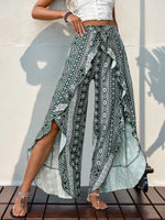 Load image into Gallery viewer, Boho Print Asymmetric Slit Wide Leg Pants Women N6C241