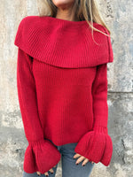 Load image into Gallery viewer, Off-Shoulder Knit Long Sleeve Sweater Flared Sleeve N6G297