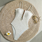 Load image into Gallery viewer, Solid Color Jacquard One-Piece Swimsuit Women N6C298