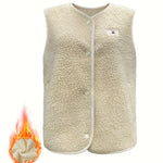Load image into Gallery viewer, Sleeveless Cardigan Vest Beige Polyester Filled Knit N5A764