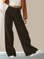 Load image into Gallery viewer, Corduroy Straight-leg Trousers High-waist N6A140