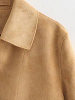 Load image into Gallery viewer, Dark Brown Suede Jacket Chanel inspired Two Pocket N5A741