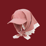 Load image into Gallery viewer, Gingham Lace Trim Headscarf Hat Women N6C365