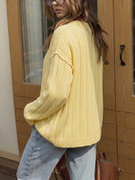 Load image into Gallery viewer, Fresh Solid Ribbed Button Cardigan Sweater Women N6H299