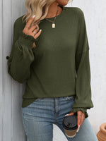 Load image into Gallery viewer, Relaxed Ribbed Long Sleeve T-Shirt Women N6A197