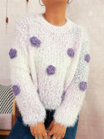 Load image into Gallery viewer, Gradient 3D Floral Knit Sweater Women Round Neck N5A856