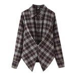 Load image into Gallery viewer, Plaid Shirt Women Relaxed Fit Notch Collar Tie N5A684