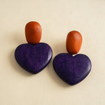 Load image into Gallery viewer, Womens Vintage Wooden Heart Stud Earrings N6K159