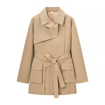 Load image into Gallery viewer, Autumn Trench Coat Women Khaki Loose Fit Mid Length N5A677