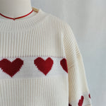 Load image into Gallery viewer, Color Block Heart Knit Sweater Women Round Neck N5A857