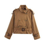 Load image into Gallery viewer, Short Trench Coat Belted Lapel Jacket Buckle Detail N6A148