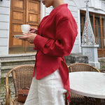 Load image into Gallery viewer, Belted Waist Poplin Blouse Women Multiple Colors N5A597