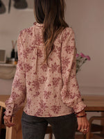 Load image into Gallery viewer, Long Sleeve Ruffle Plaid Blouse Women Brown N6A157