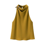 Load image into Gallery viewer, Golden Halter Neck Sleeveless Top Women N6C271