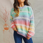 Load image into Gallery viewer, Tie Dye Stripe Pullover Gradient Faux Mink Knit N5A835