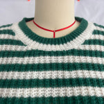 Load image into Gallery viewer, Retro Stripe Knit Top Loose Fit Round Neck Sweater N5A837