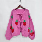 Load image into Gallery viewer, Heart Embroidery Tie Front Cardigan Women N5A847