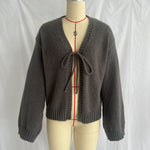 Load image into Gallery viewer, V Neck Tie Cardigan Women Office Lightweight Knit N5A872