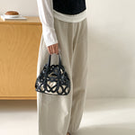Load image into Gallery viewer, Cut Out Drawstring Bucket Bag Hollow Out PVC Cotton N6F122