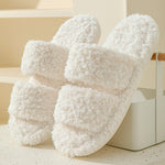 Load image into Gallery viewer, Double Striped Plush Slippers Women Open Toe Curly M5A281