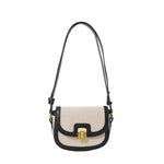 Load image into Gallery viewer, Contrast Panel Saddle Shoulder Bag Canvas Polyester S5P334
