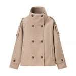 Load image into Gallery viewer, Beige Wool-like Double Breasted Jacket Women N5A685