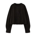 Load image into Gallery viewer, PU Single Button Round Neck Jacket Women N6A152