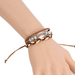 Load image into Gallery viewer, Hand Woven Shell and Leather Multi Layer Bracelet S5P616