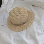 Load image into Gallery viewer, Openweave Flat Top Straw Hat French Retro Vacation N6C370