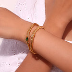 Load image into Gallery viewer, Rectangular Zirconia Bangle Steel Plated Open S5P127