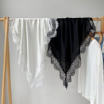 Load image into Gallery viewer, Satin Sun Protection Lace Trim Square Scarf Women N6H120