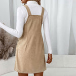 Load image into Gallery viewer, Women's Solid Corduroy Suspender Overall Dress N6A094