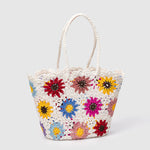 Load image into Gallery viewer, Handwoven Floral Bead Tote Large Multi Color Women S5P969