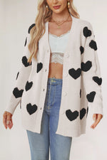 Load image into Gallery viewer, V Neck Heart Cardigan Mid Length Button Front Knit N5A889
