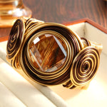 Load image into Gallery viewer, Vintage Punk Handwoven Wire Crystal Open Cuff Bangle N6F271
