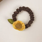 Load image into Gallery viewer, Womens Sunflower Fabric Stretch Scrunchie N6K306