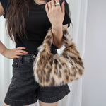 Load image into Gallery viewer, Faux Fur Y2K Leopard Underarm Purse Women S5P735