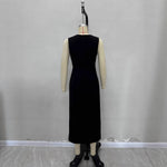 Load image into Gallery viewer, Black Slit Sleeveless Maxi Dress Women A Line Elegant N5A697