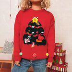 Load image into Gallery viewer, Christmas Tree Color Block Sweater Women N5A639